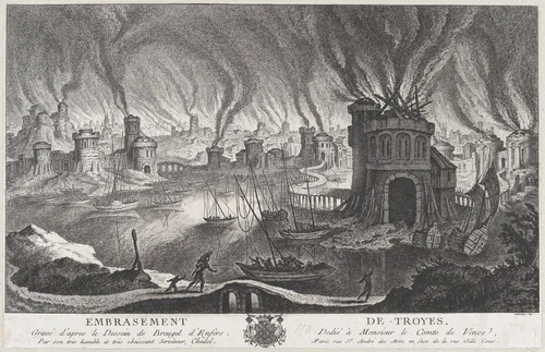 Embrasement de Troyes by Quentin Pierre Chedel, print, 1720-1762