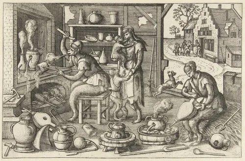 Alchemist by Pieter van der Borcht, print, 1558-1608