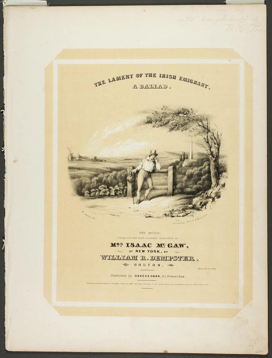 The Lament of the Irish Immigrant by William Comely Sharp, print, 1840