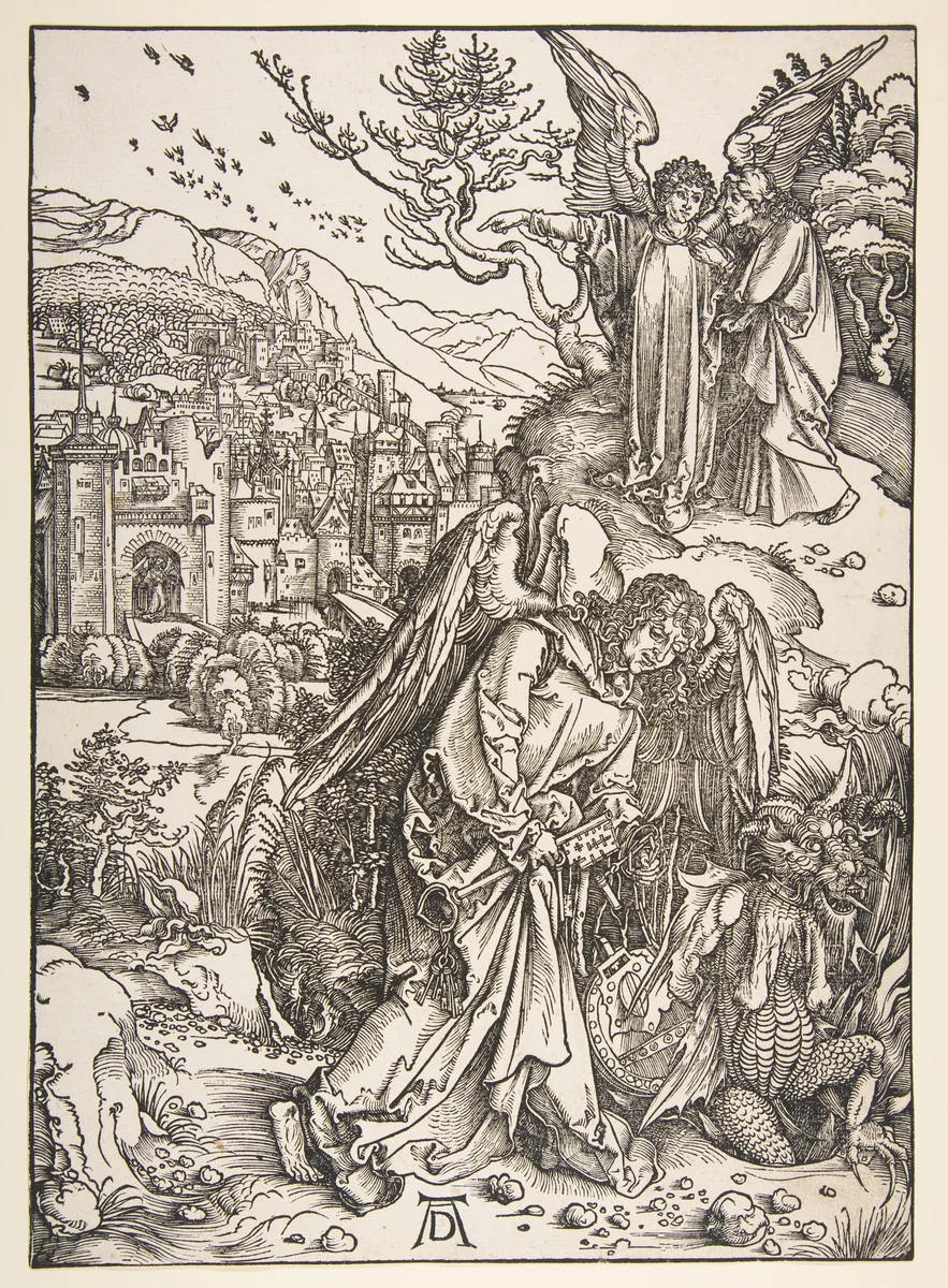 Angel with the Key to the Bottomless Pit, from "The Apocalypse" by Albrecht Dürer, print, 1497-1498