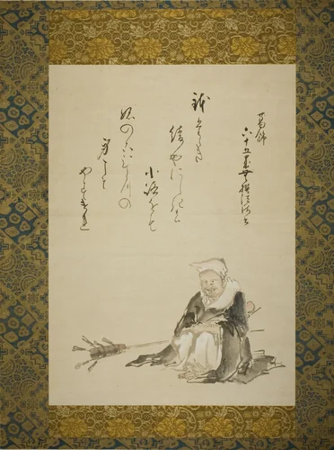 Monk Selling Ceremonial Tea Whisks by Katsushika Hokusai (葛飾 北斎), drawing, 1795-1807