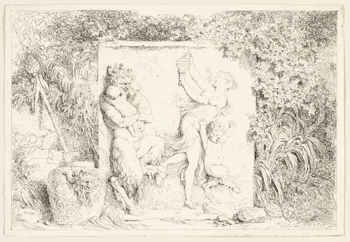 Satyrs Dancing from Bacchanales, or Satyrs' Games by Jean Honoré Fragonard, print, 1763