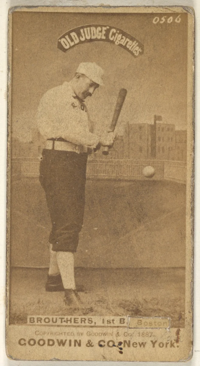 Brouthers, 1st Base, Boston, from the Old Judge series (N172) for Old Judge Cigarettes by Goodwin & Company, photograph, 1887
