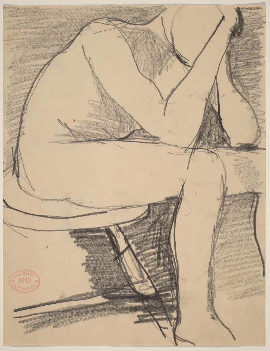 Untitled [seated figure with head in hands] by Richard Diebenkorn, drawing, 1955-1967