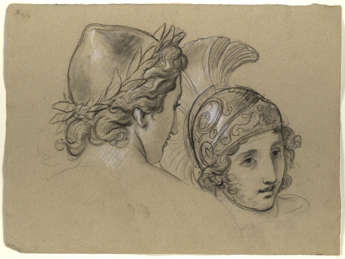 Study of Heads for Study for "Castor and Pollux Freeing Helen" by Joseph-Ferdinand Lancrenon, drawing, 1817