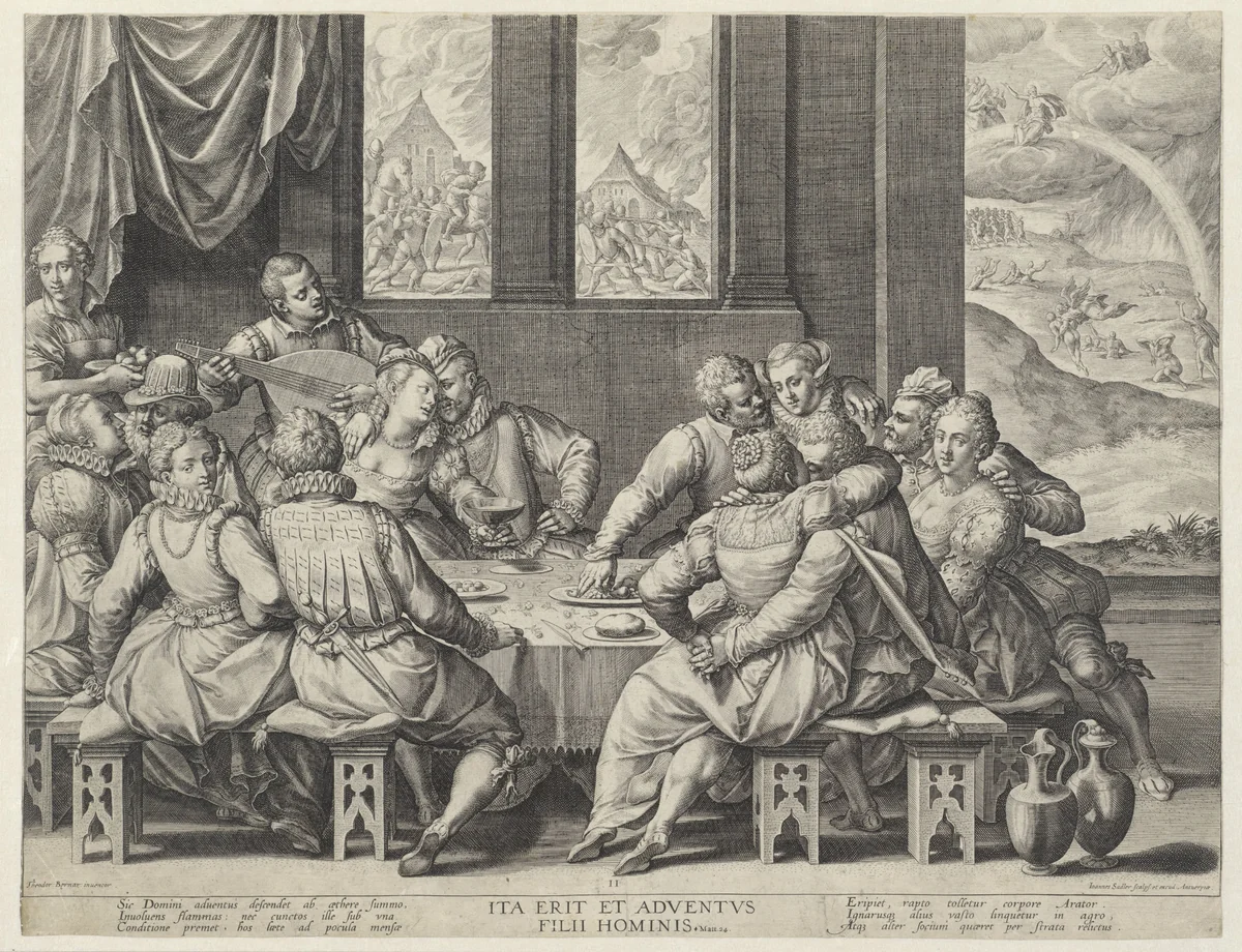 De zondige mensheid vóór het Laatste Oordeel by Unknown, print, 1581-1583