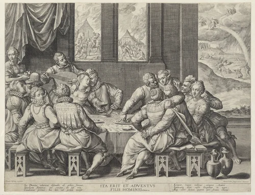 De zondige mensheid vóór het Laatste Oordeel by Unknown, print, 1581-1583