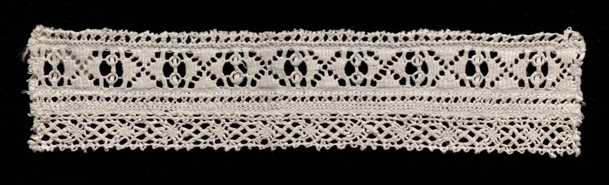 Needlepoint (Drawnwork) Lace Insertion and Bobbin Lace Edging by Unknown, textile, 1500-1599