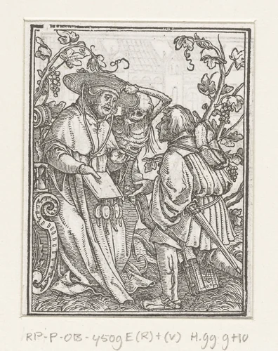 Kardinaal en de Dood by Hans Holbein, print, 1524-1526
