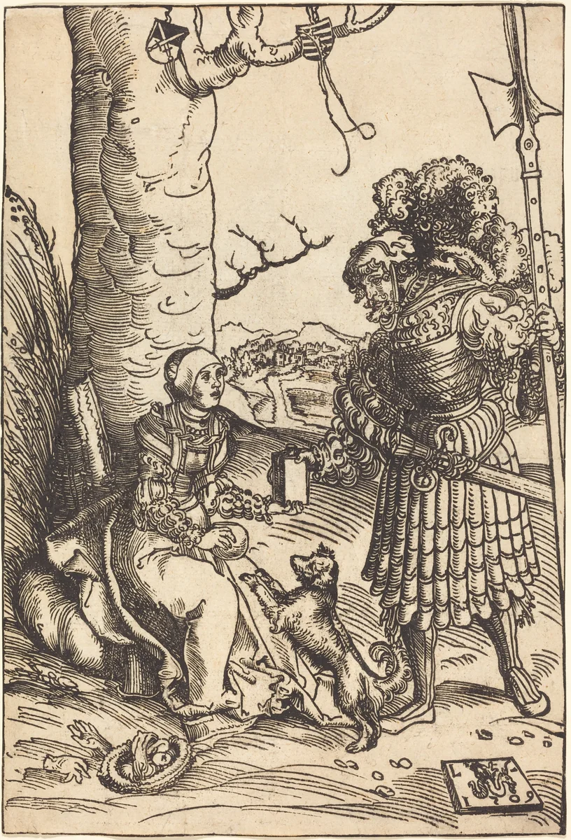 David and Abigail by Lucas Cranach, print, 1509