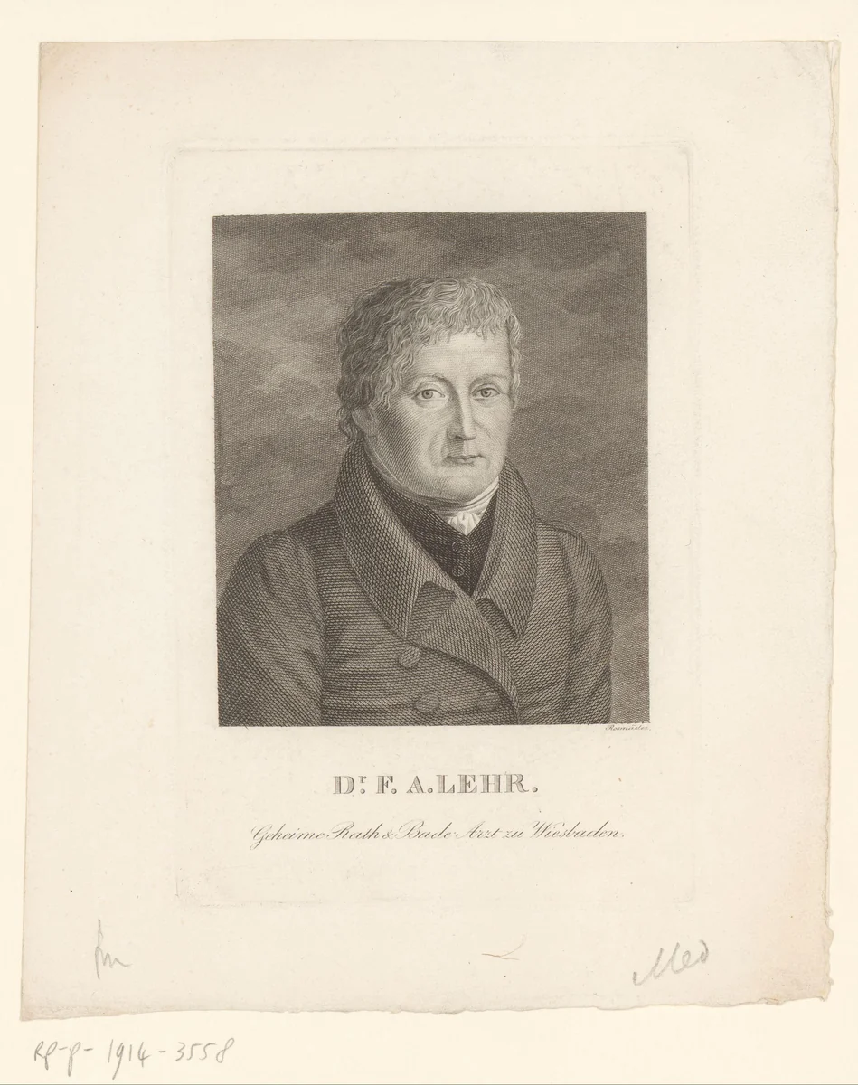 Portret van Friedrich August Lehr by Friedrich Rossmässler, print, 1785-1858