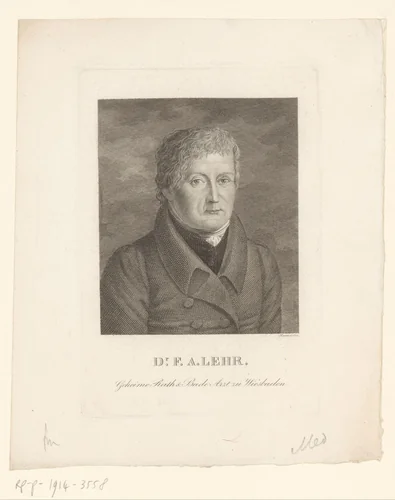 Portret van Friedrich August Lehr by Friedrich Rossmässler, print, 1785-1858
