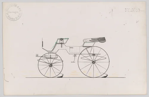 Design for 2 seat Phaeton, no. 3010a by Brewster & Co., drawing, 1874