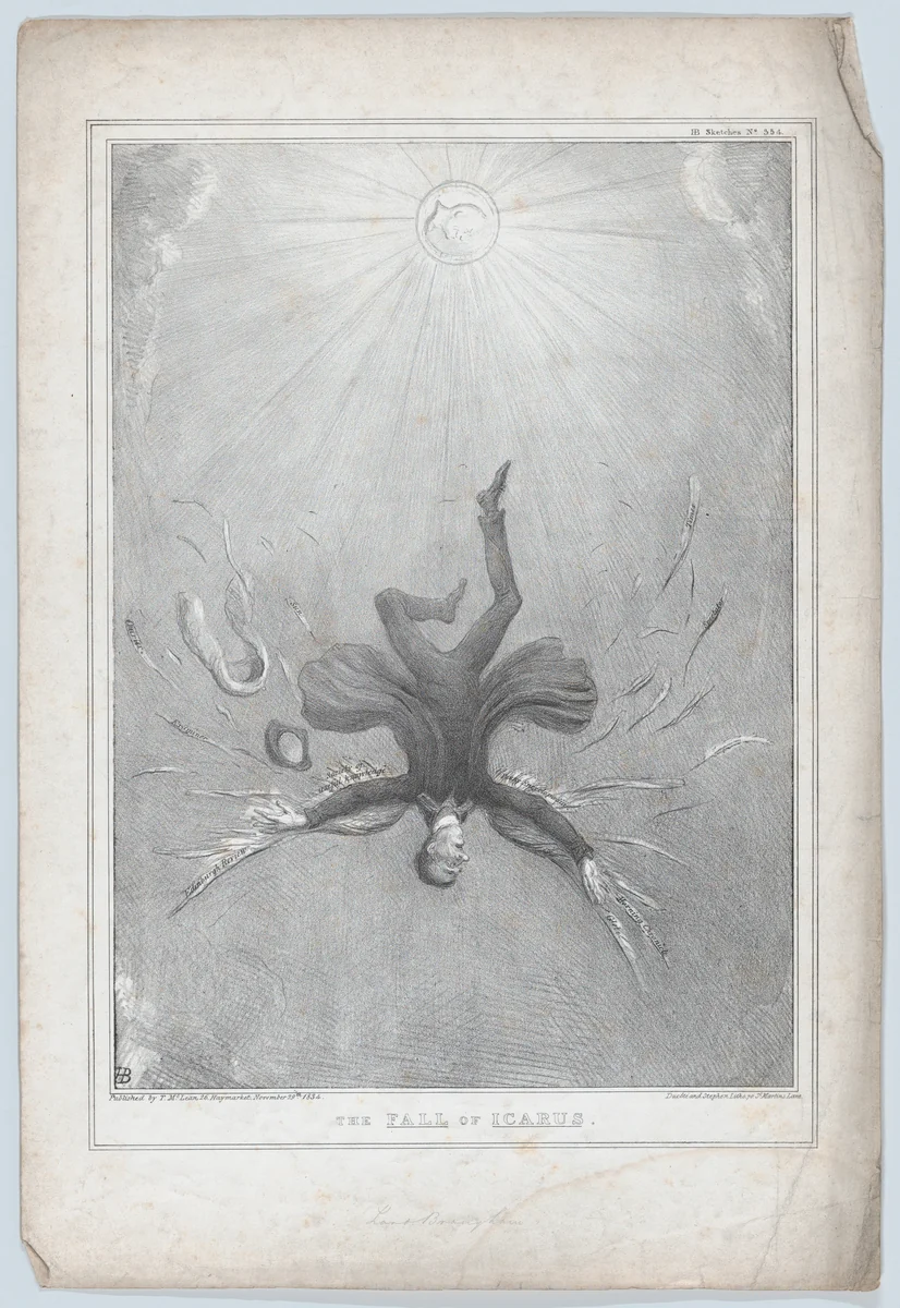 The Fall of Icarus by John Doyle, print, 1834