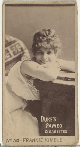Card Number 50, Frankie Kimble, from the Actors and Actresses series (N145-4) issued by Duke Sons & Co. to promote Cameo Cigarettes by W. Duke, Sons & Co., photograph, 1880-1889