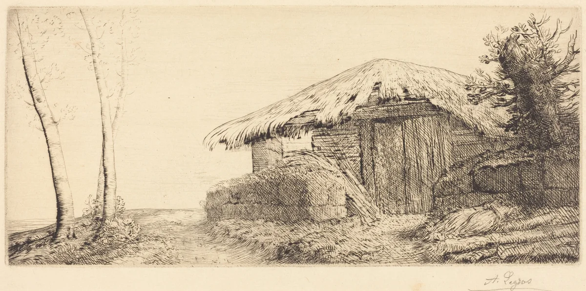 Shepherd's Hut on a Hillside (Bergerie sur le coteau) by Alphonse Legros, print, 1837-1911