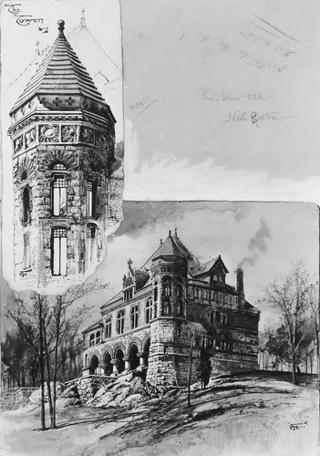 The Town Hall, North Easton, Massachusetts by Harry Fenn, artwork, 1845-1911