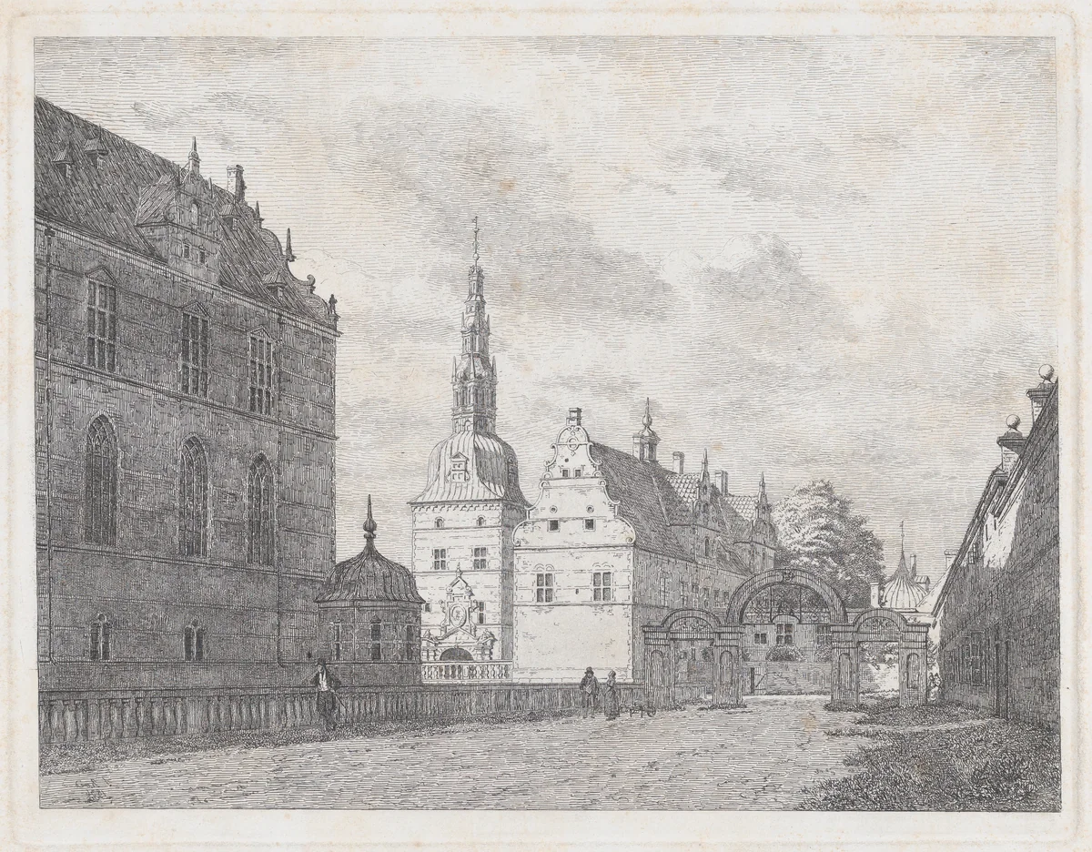 View of Frederiksborg, Carousel Gate by Jørgen Pedersen Roed, print, 1836