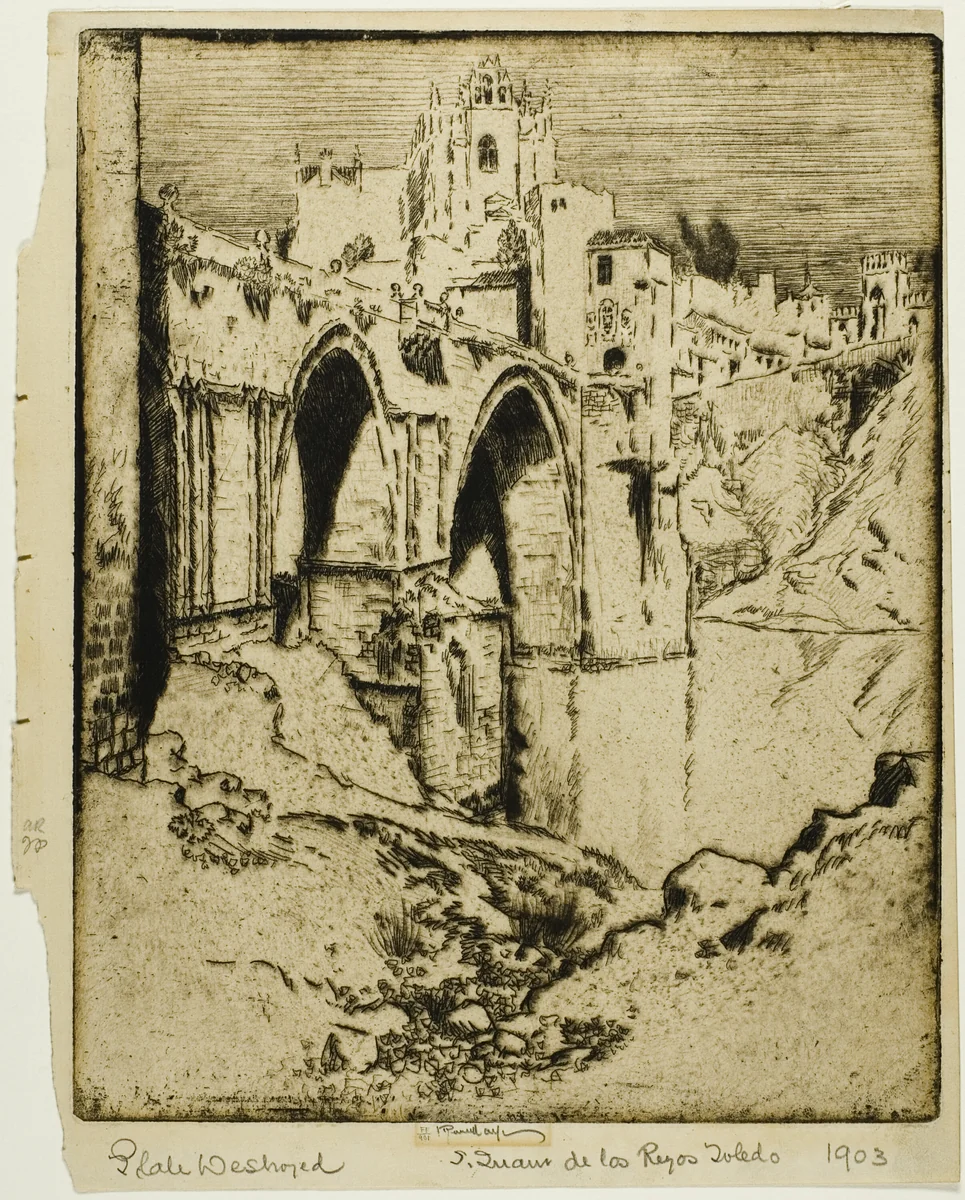 The Bridge of San Juan D'Los Reyos, Toldeo by Joseph Pennell, print, 1904
