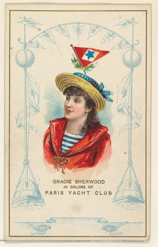 Gracie Sherwood in Colors of the Paris Yacht Club, from the Yacht Colors of the World series (N140) issued by Duke Sons & Co. to promote Honest Long Cut Tobacco by W. Duke, Sons & Co., print, 1890