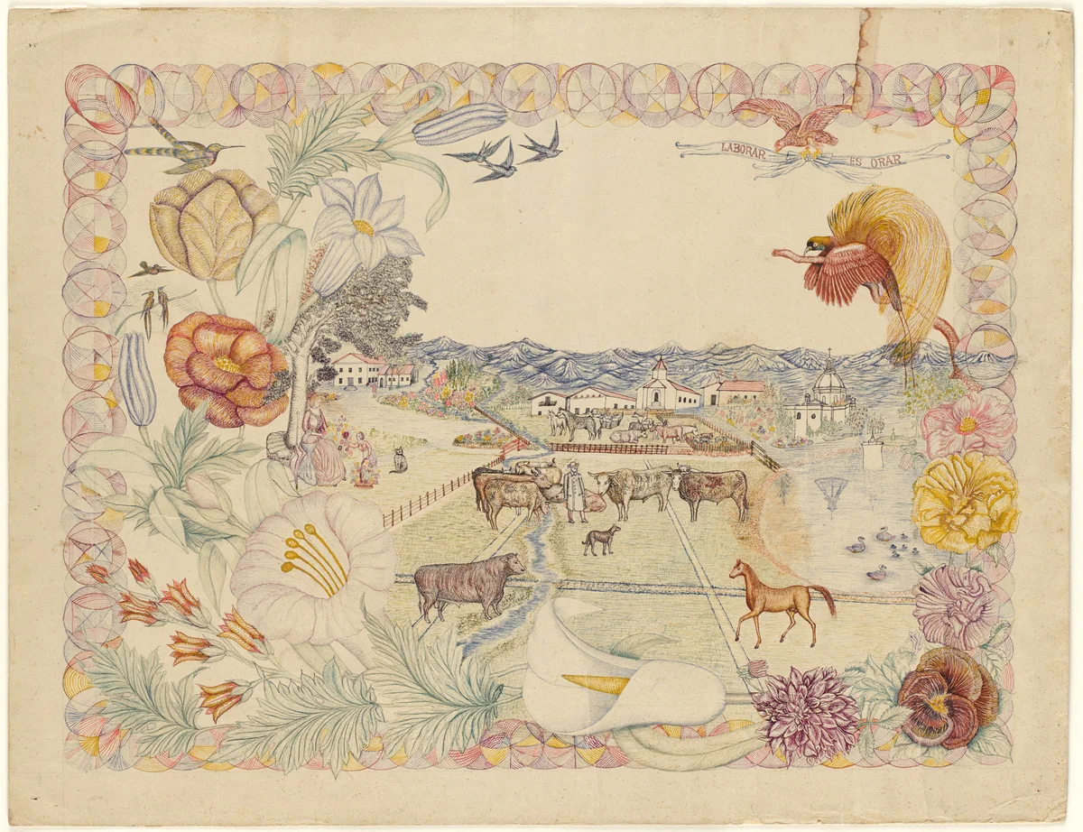 To Work Is to Pray (Laborar es orar) by Julio Montenegro, drawing, 1928