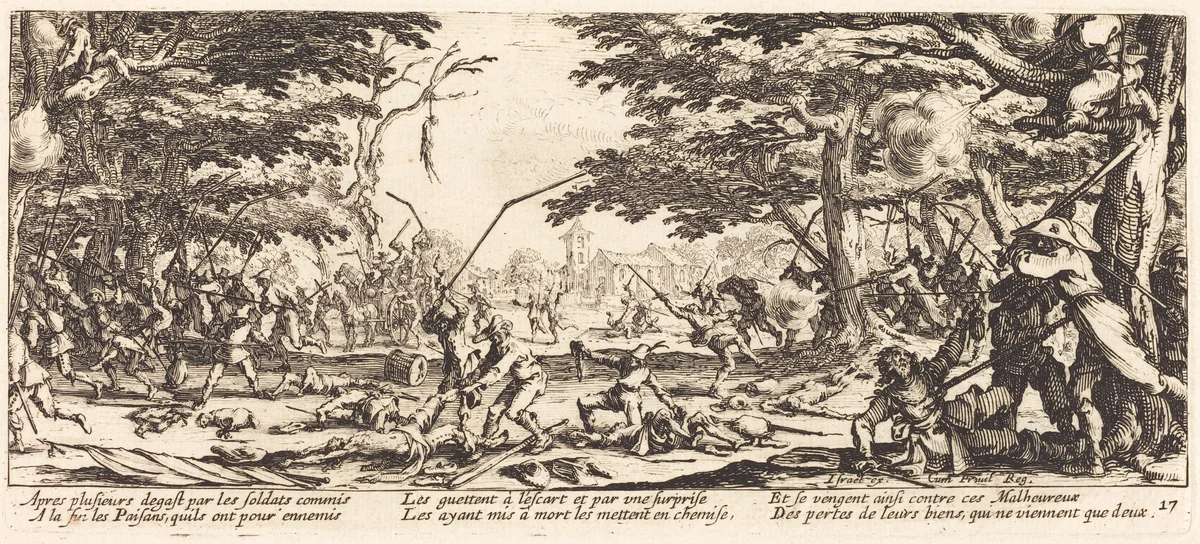 The Peasants Avenge Themselves by Jacques Callot, print, 1633