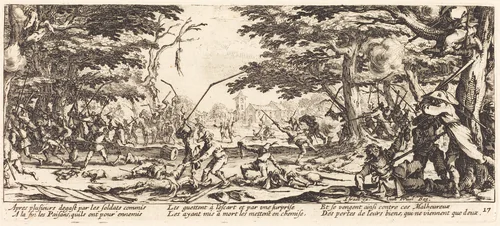 The Peasants Avenge Themselves by Jacques Callot, print, 1633