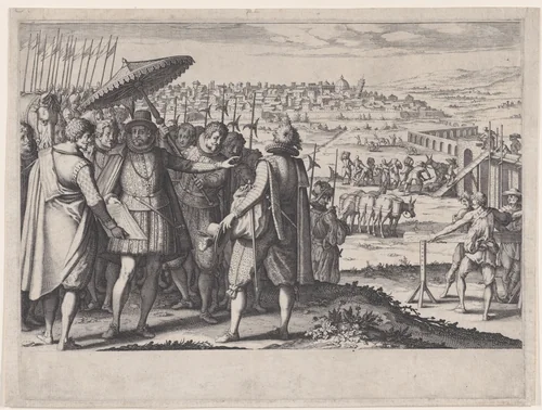 Restauration de L'Aqueduc de Pise (Restoring the Aqueduct in Pisa), from La Vie de Ferdinand Ier de Médicis série appelée aussi Les Batailles des Médicis (The Life of Ferdinand I de'Medici also called The Medici Battles) by Jacques Callot, print, 1614-1620