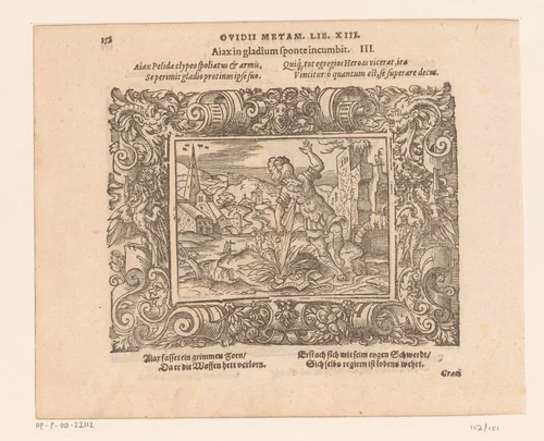 Zelfmoord van Ajax by Virgilius Solis, print, 1569