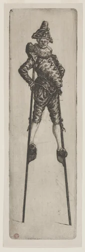 Punchinello on Stilts by Henri Charles Guérard, print, 1883-1893