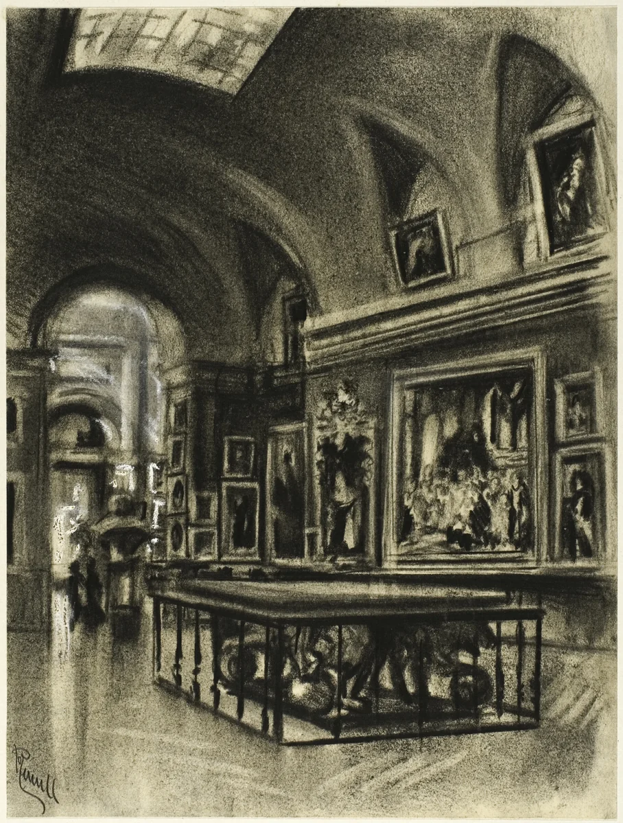 The Grand Gallery of the Prado by Joseph Pennell, drawing, 1898-1908