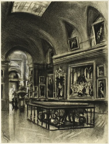 The Grand Gallery of the Prado by Joseph Pennell, drawing, 1898-1908