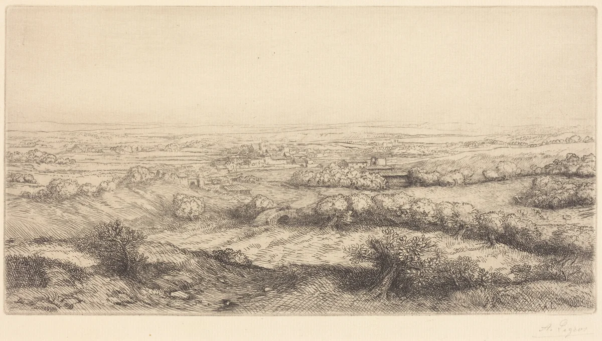Valley in Bourgogne (Une vallee en Bourgogne) by Alphonse Legros, print, 1837-1911