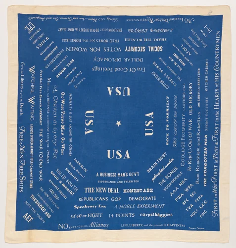 Food for Thought tablecloth by Marguerita Mergentime, design, 1936