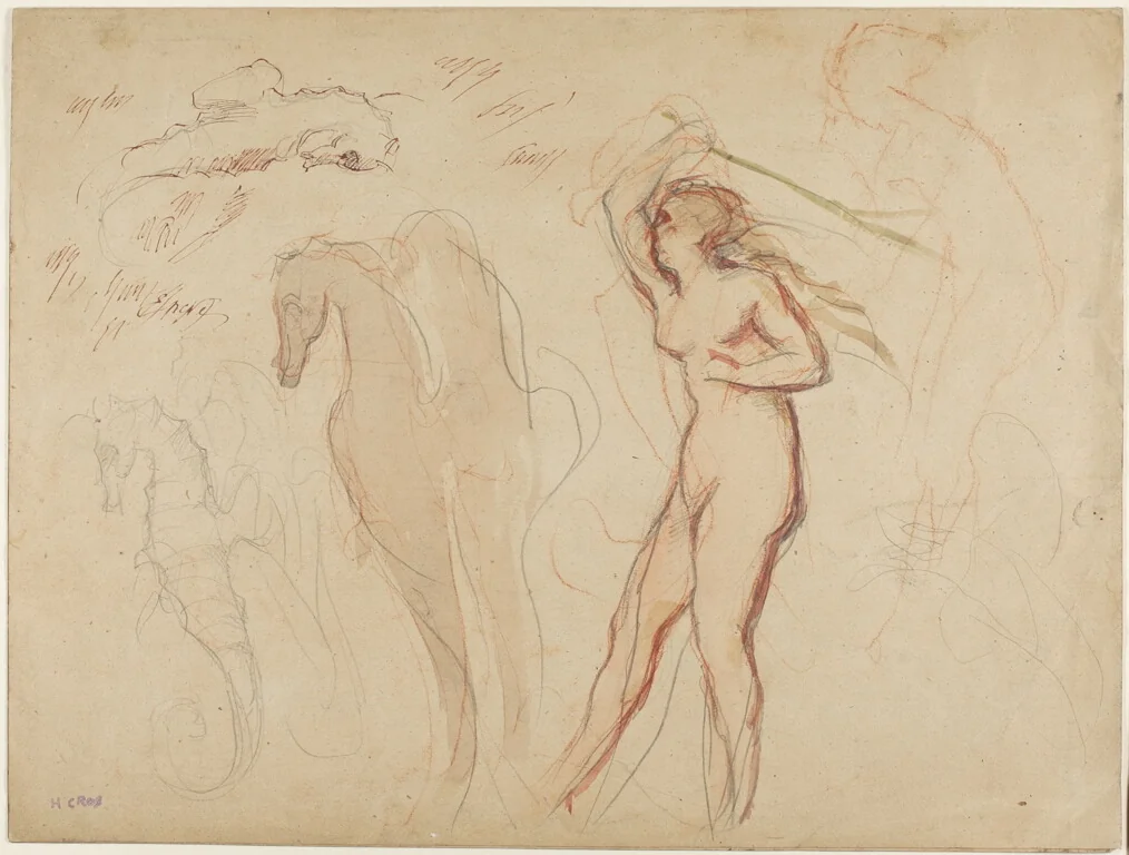 Sheet of Studies by Henri Cros, drawing, 1895-1905