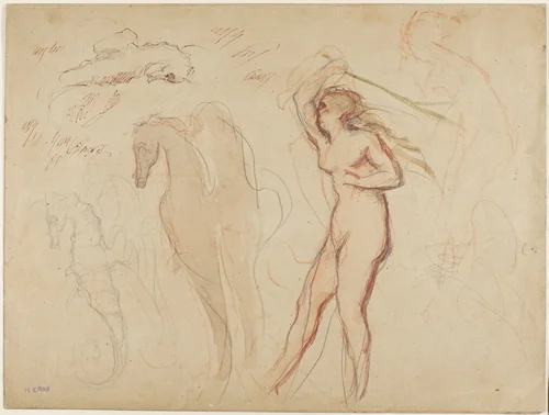 Sheet of Studies by Henri Cros, drawing, 1895-1905