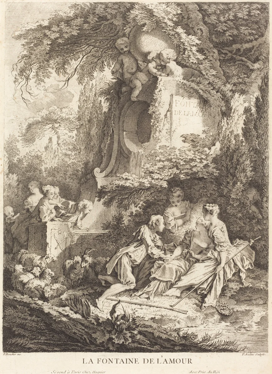 La Fontaine de l'Amour by Pierre-Alexandre Aveline; François Boucher, print, 1702-1760
