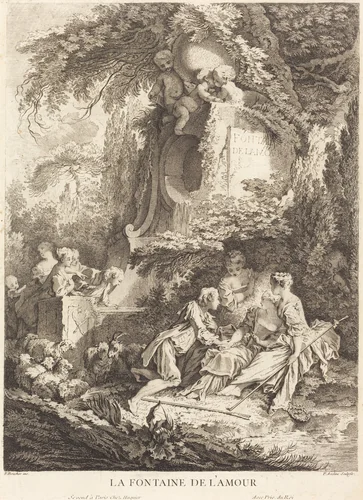 La Fontaine de l'Amour by Pierre-Alexandre Aveline; François Boucher, print, 1702-1760