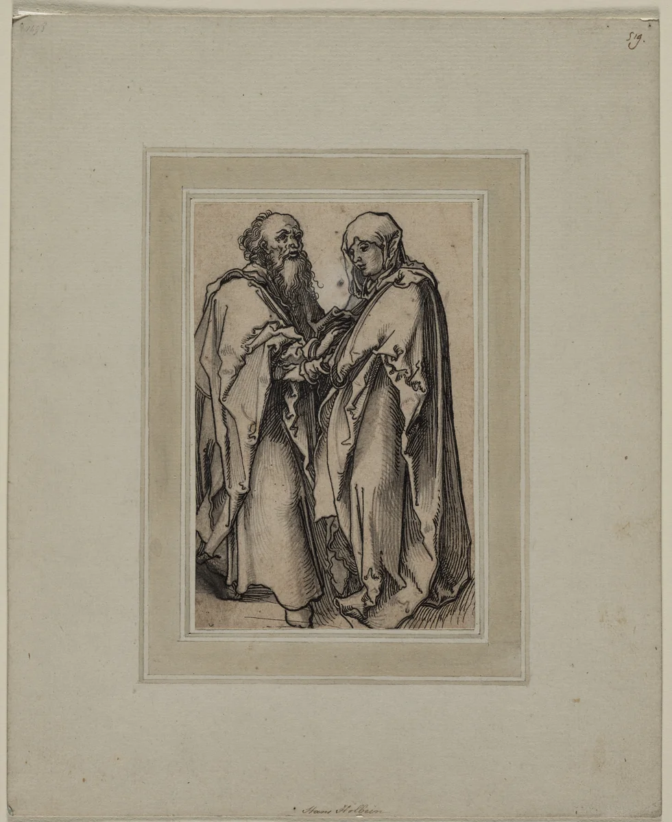 The Meeting of Joachim and Anna by Wolf Traut, drawing, 1510-1520