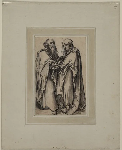 The Meeting of Joachim and Anna by Wolf Traut, drawing, 1510-1520