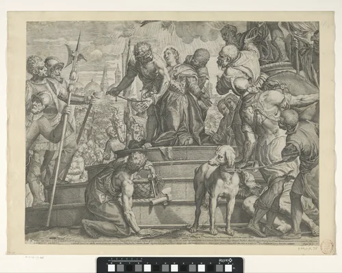 Het martelaarschap van de heilige Justina van Padua (onderste helft) by Unknown, print, 1582