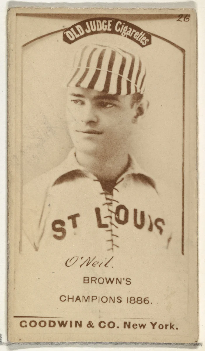 James Edward "Tip" O'Neill, Left Field, St. Louis Browns, from the Old Judge series (N172) for Old Judge Cigarettes by Goodwin & Company, photograph, 1886