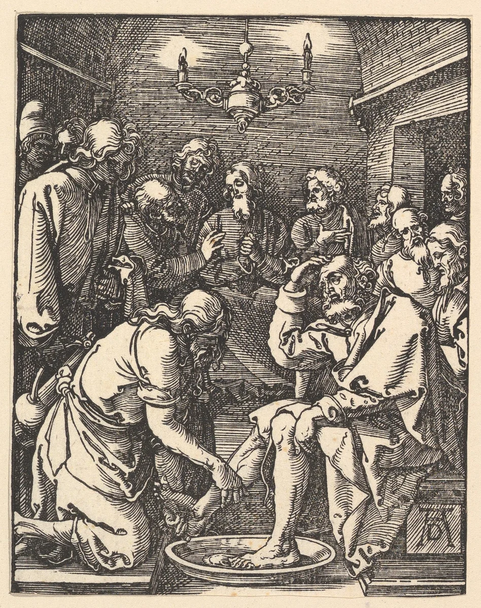 Christ Washing the Feet of the Disciples, from "The Small Passion" by Albrecht Dürer, print, 1508-1509