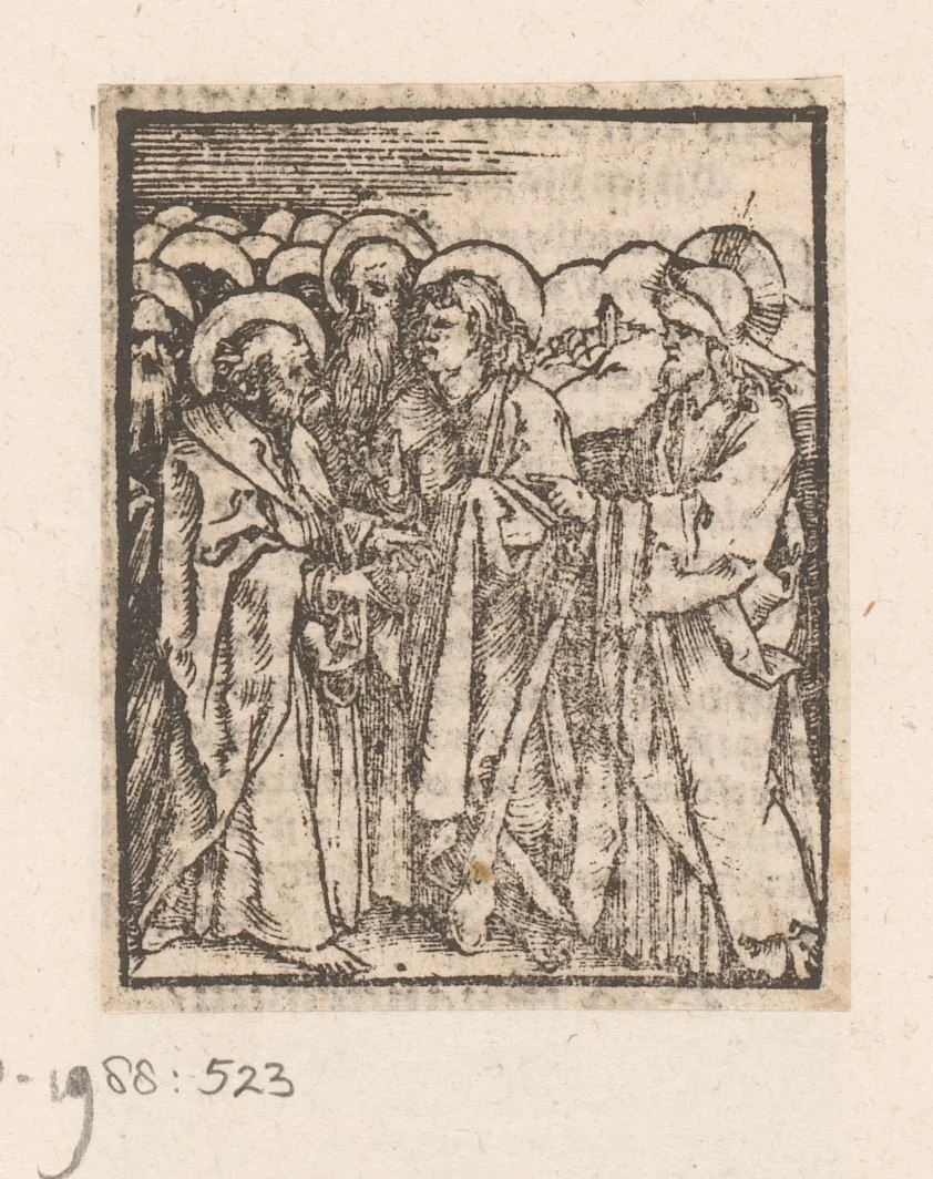 Christus vertelt zijn discipelen dat hij de Goede Herder is by anonymous, print, 1536