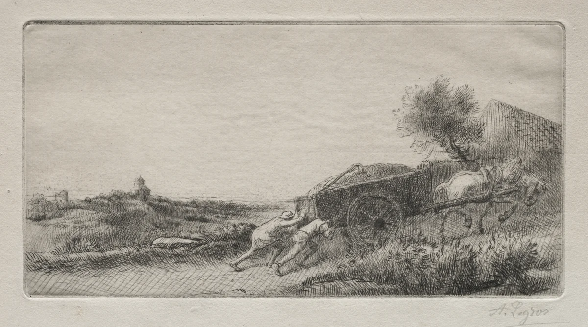Bringing the Hay Home by Alphonse Legros, print, 1890-1904