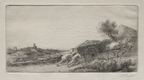 Bringing the Hay Home by Alphonse Legros, print, 1890-1904