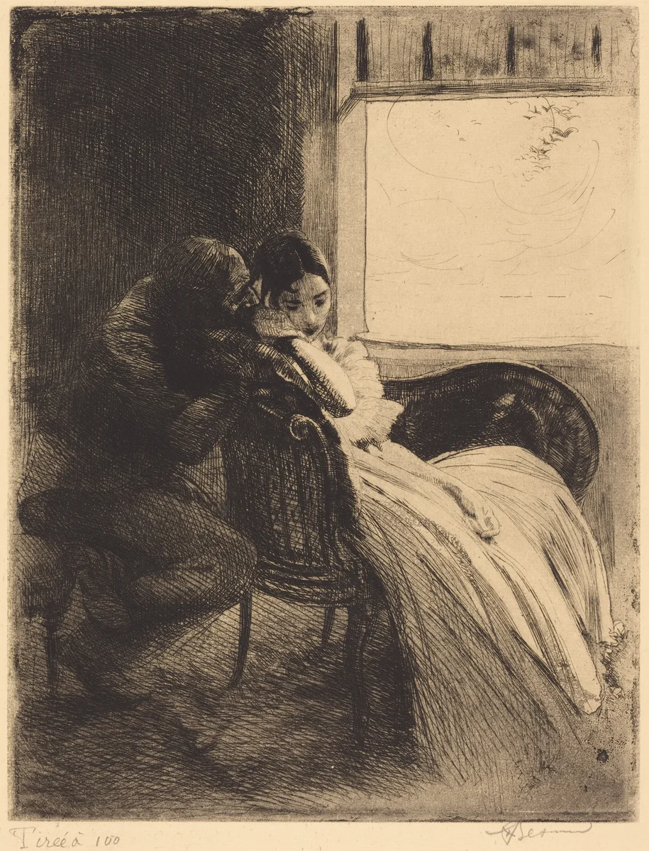 The Flirt (Le flirt) by Albert Besnard, print, 1886