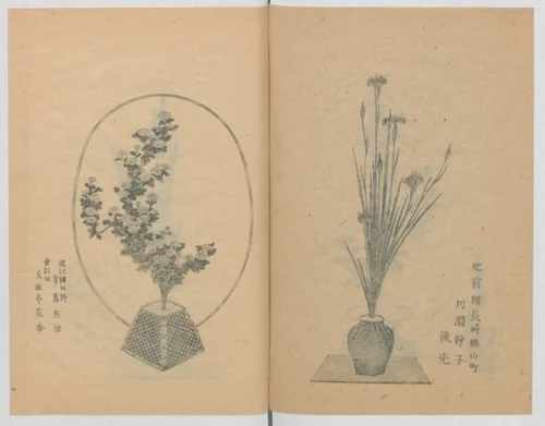 Examples of the Flower Arrangement (Meiji shinsen risshō senkashiki) 明治新撰千花式 by Yagi Unkei, book, 1889