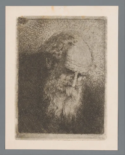 Portret van een onbekende oude man met bril by Willem Linnig, print, 1864