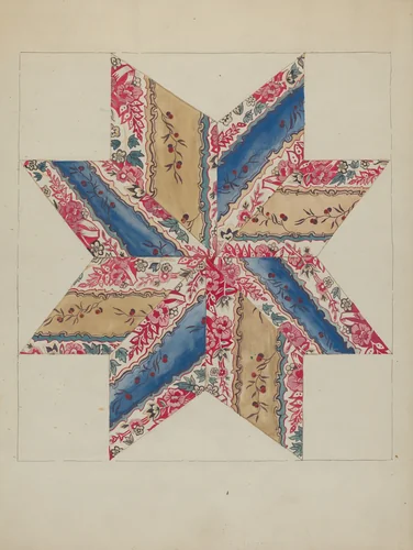 Quilt Applique (Stars) by American 20th Century, index of american design, 1935-1942